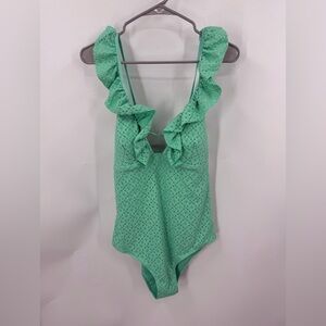 Betsy Johnson Ruffled Eyelet One-Piece Swimsuit in Mint Green